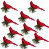 10 Pcs Artificial Bird Simulation Foam Bird with Pine Picks Red Artificial Birds Decor with Clip