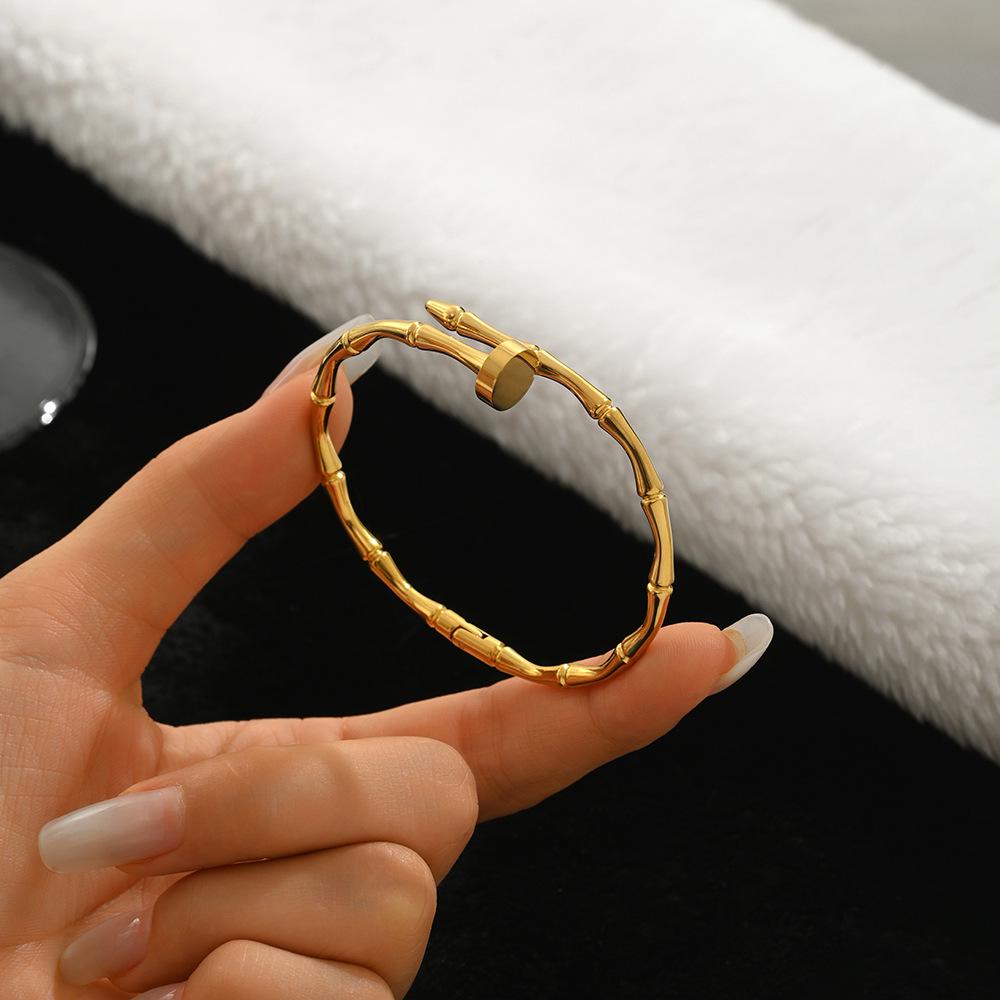 Браслет-гвоздь с бриллиантами из титановой стали - Женская минималистичная мода, Горячо продаваемые женские аксессуары