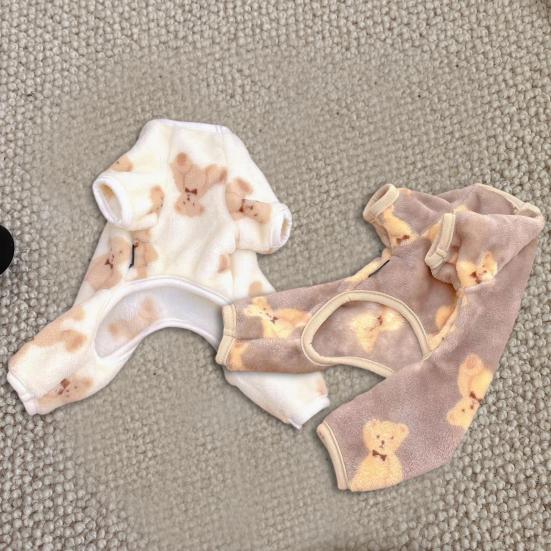 Полиэстеровый пуловер для собак, мягкая стильная одежда для домашних животных с мультяшным медведем и узором