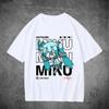 Аниме футболка Hatsune Miku с кошачьими ушками "Love Music", унисекс, уличная одежда с виртуальным певцом, оверсайз, 100% хлопок, повседневная футболка с коротким рукавом