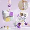 Magic Cube Pill Box With Lanyard Portable Pill Box Medicine Packaging Box Suitable For Pocket Travel Vitamin Tablet Storage Box