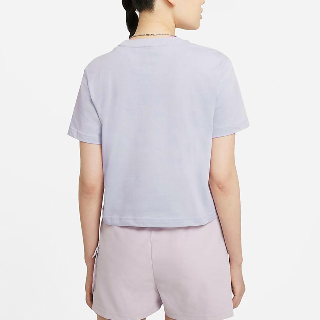 Nike Спортивная одежда Swoosh 3D Logo Свободная дышащая футболка с круглым вырезом и коротким рукавом Женские топы Фиолетовый CZ8912-576