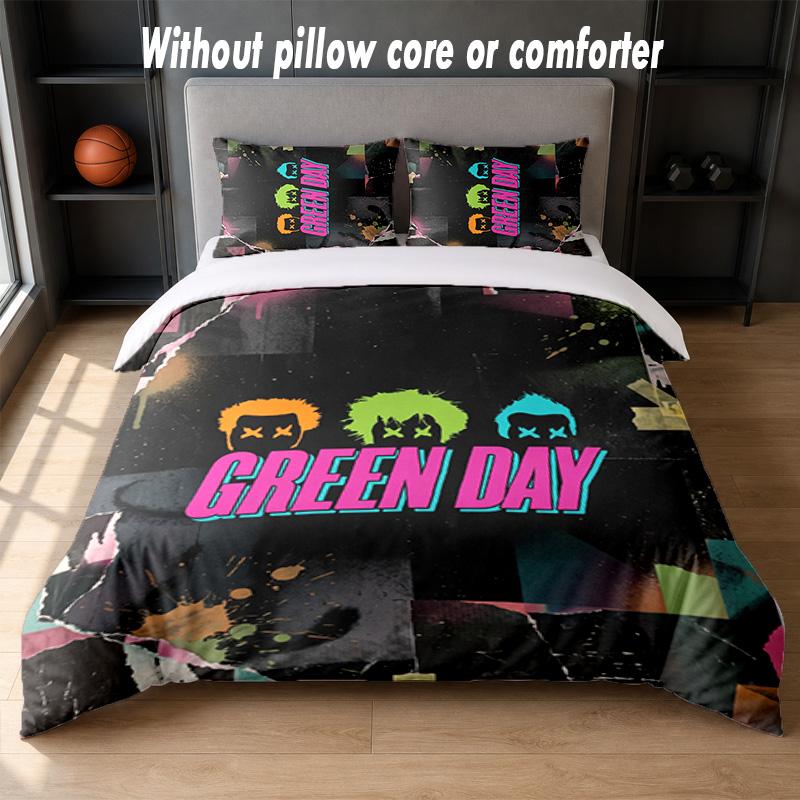Green Day Design Bed Bedding Set 1 Duvet Cover + 2 Pillowcases Soft Breathable Household Bed Linens