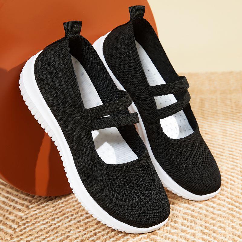 Тканые сетчатые дышащие женские туфли с мягкой подошвой, нескользящие туфли на плоской подошве, с неглубоким носком, женские мокасины для одиночной ноги