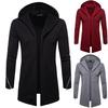Men's Hooded Solid Zipper Trench Coat Jacket Cardigan Long Sleeve Outwear Blouse