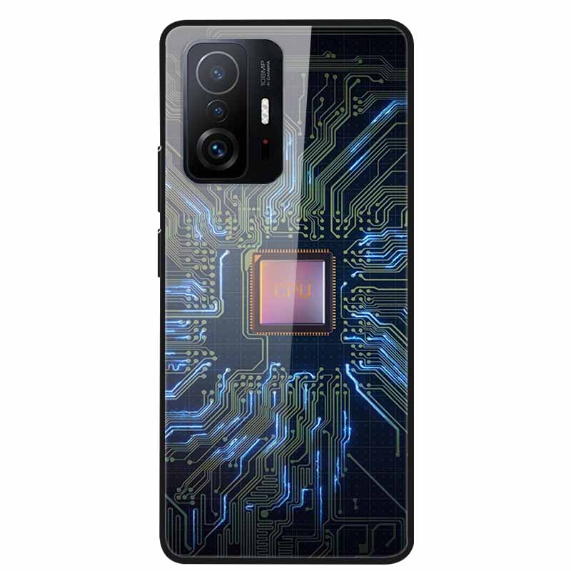 Для Xiaomi 11T Pro Стеклянный чехол Жесткий закаленный стеклянный ПК-чехол Чехол для телефона Для Xiaomi Mi 11T 11 T Pro Ударопрочный Мультяшный Funda Coque