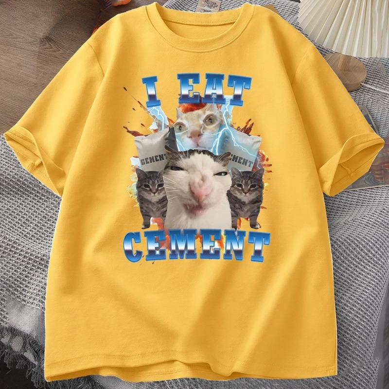 I Eat Ceunisext Funny Cat Meme Tee Shirt Cotton Short Sleeve Stupid Ugly Cats Printed T Shirt Casual O Neck Graphic Tees Tees Tops