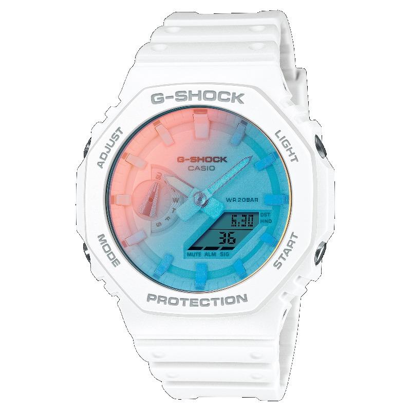 Casio Мужские часы G-SHOCK из смолы, водостойкость 200 м, аналоговые, ударопрочные, кварцевые, GA-2100TL-7A