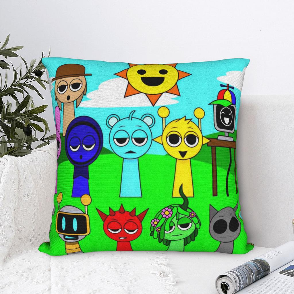Sprunki Grey Oren Funbot Square Pillow Covers Polyester Home Beats Game Cushion Case Cool Home Decoration Pillowcase