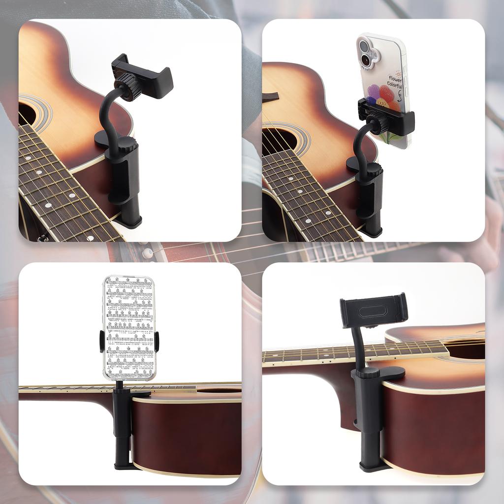 Универсальный держатель для телефона для гитары - Регулируемое и вращающееся крепление для нот, обучающих видео, прямой трансляции и записи, классический зажим для смартфона