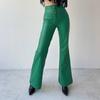 Fashion Sexy Bandage Leather Flare Pants Women High Waist Hip Package Zipper Trousers Female Autumn Pant