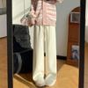 Шенилловые брюки в елочку с широкими штанинами для женского весенне-осеннего нового стиля, облегающие, свободные, прямые брюки для женщин с высокой талией, повседневные брюки
