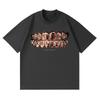 Mens Streetwear Cotton Tee With Abstract Graphic Print - Loose Fit Short Sleeve T-Shirt Fall