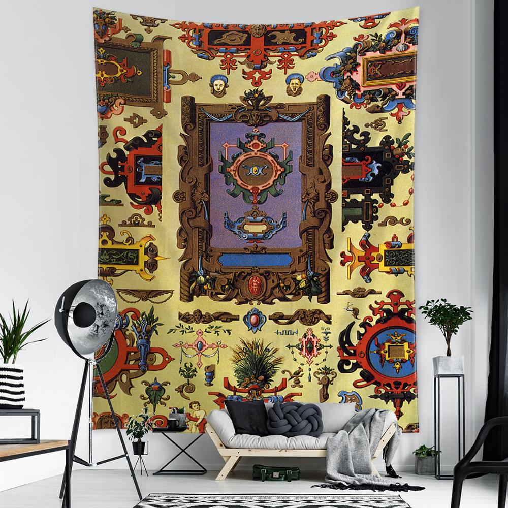 Винтажные дворцовые фигурки, гобелены, искусство, Египет, тапиз, принт, настенный фон, ткань, колдовство, декор в стиле бохо
