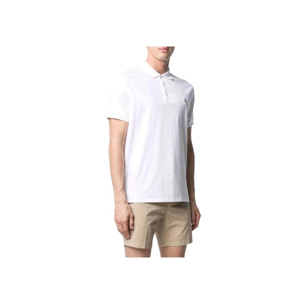 Polo Ralph Lauren SS22 Solid Plain Knit Polo Shirt Short Sleeves Men tops White 710713130-003