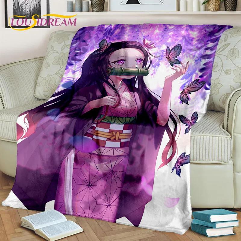 Kamado Nezuko Demon S-Slayer Japan Anime Soft Flannel Blanket для кроватей, спален, диванов, пикников, пледов для детей, отдыха на свежем воздухе