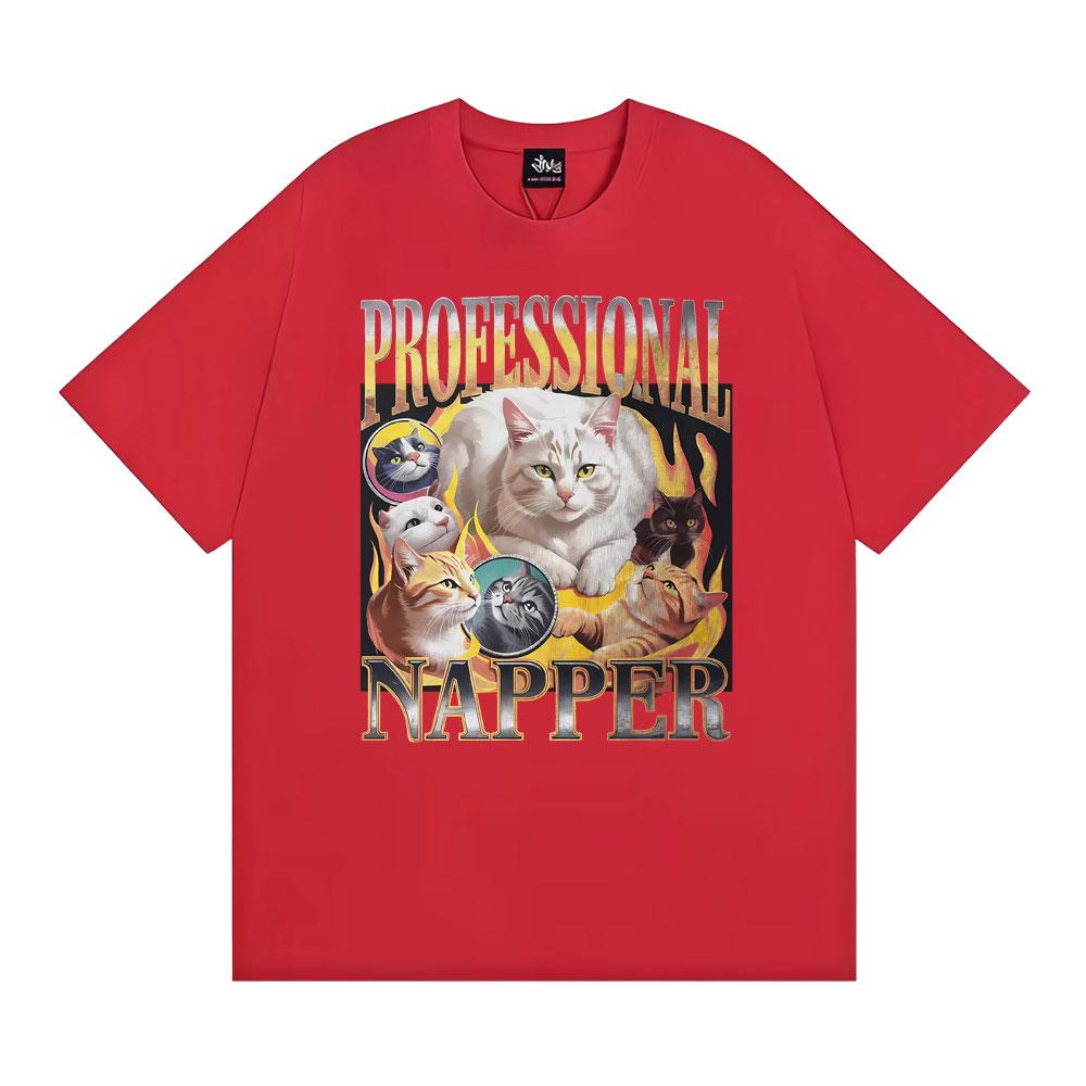 Professional Napper Sleeping Cats Tee Shirt Unisex Women Classic Fashion Aesthetic Short Sleeve Tshirts Cotton Casual T Shirt