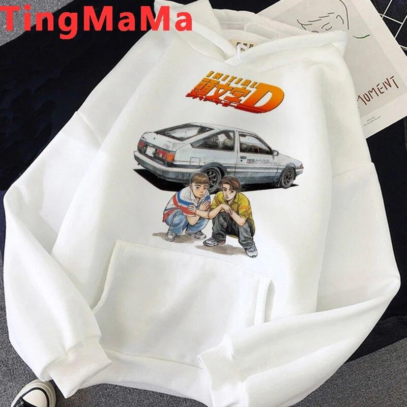 Hot Japanese Anime Initial D Hoodies Unisex Kawaii Cartoon Harajuku Winter Warm Unisex Tops Streetwear Fashion Sweatshirts Male Unisex