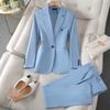 Women's Casual Blazer Suits   Office Wear Long Sleeve Single Button Jacket 2 Pieces Set Chic Fashion Elegant  Pant Suits