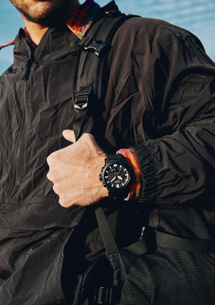 Часы Casio Pro Trek [Официальный японский продукт] Линия Climber Радиоуправляемые солнечные часы с корпусом из биомассы, PRW-61Y-1BJF, Мужские, Черные