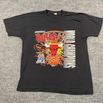 Винтажная футболка NBA Finals Chicago-Bulls 1991 года, размер Medium 20x26, черная, Чемпион мира
