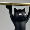 Cartoon Cat Key Storage Tray Resin Standing Cat Figurine Statue with Tray Multi-purpose Jewelry Trinket Holder Organizer Decoration