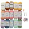 Sumire Craft Shop Peaceful Cotton 50g Per Large Capacity Includes Needles and Row Amigurumi Yarn, Approx. Ball, 120m, 15-ball Set, Markers, Knitting,