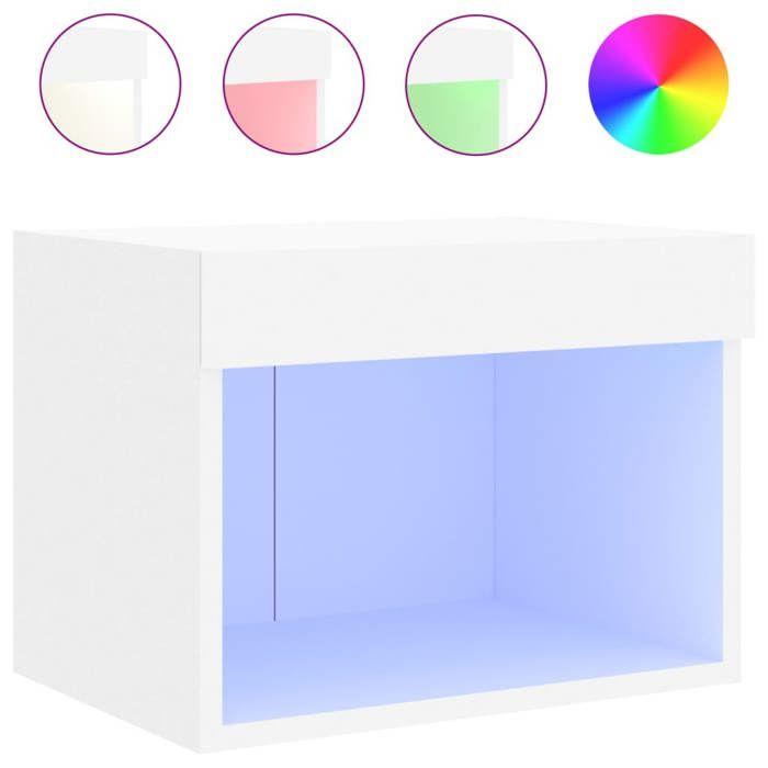 VidaXL Table de Chevet Murale avec Lumières LED, Armoire de Lit Murale avec Rangement, Table de Nuit Suspendue Chambre à 837113