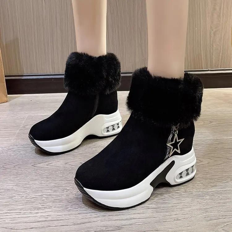 Модные зимние сапоги женские 2024, зимние корейские короткие ботинки-трубы Botas Mujer для отдыха Tênis, теплые утепленные хлопковые сапоги Zapatos Para Mujeres 43