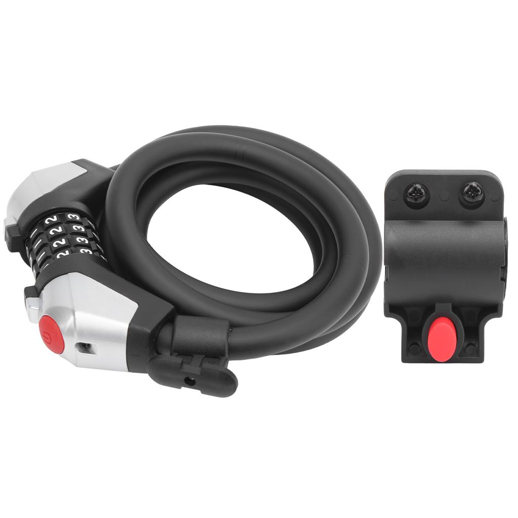 150cm 59in Cycling Security Cable Lock 4 Passwords Steel Keless Locking Bicycle Accessory