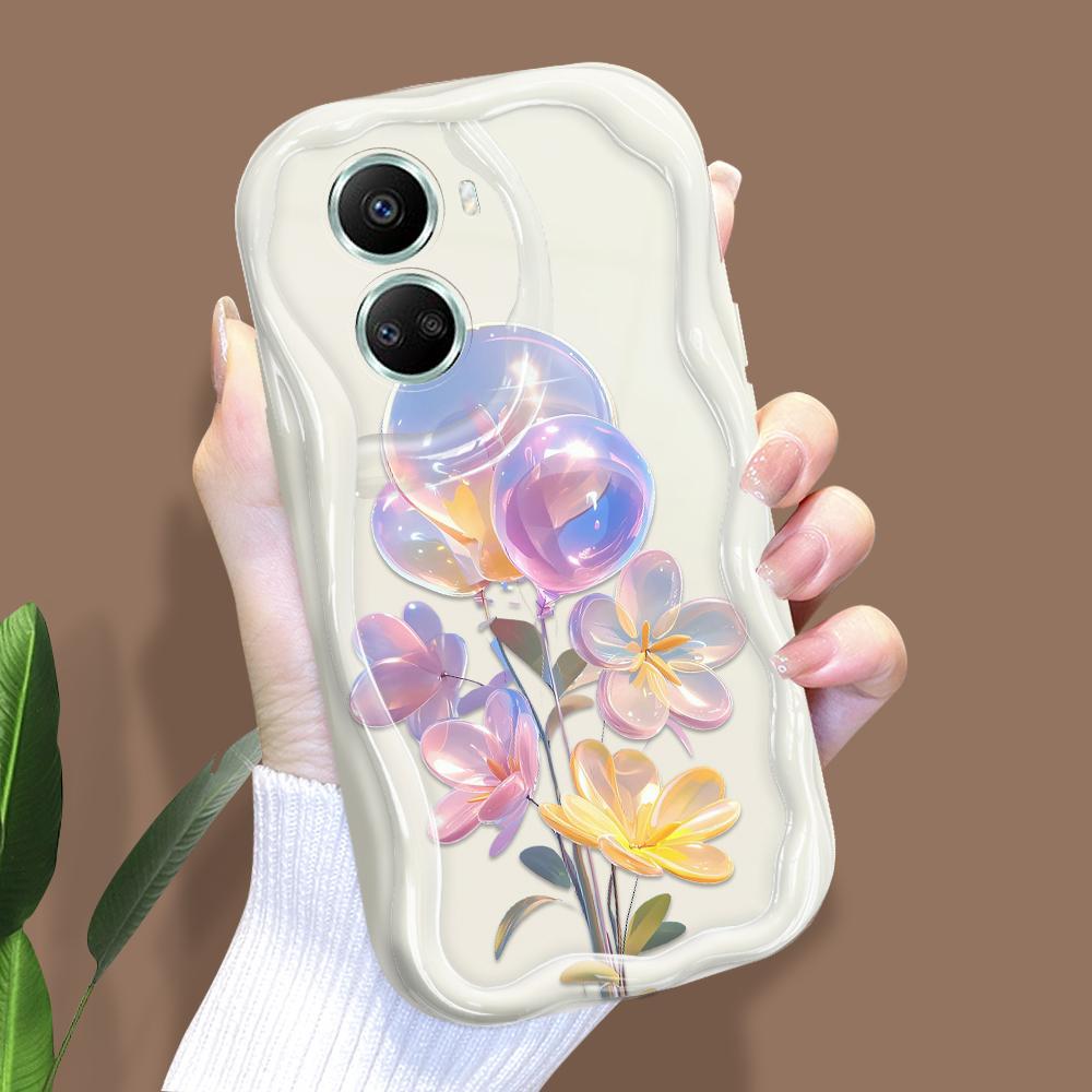 Чехол для телефона For Honor 90 Lite P30 Pro Infinix Hot 30 40 40i 40 Pro Smart 8 Pro Vivo V29e V30e Balloon Flowers Cream Texture Soft Silicone Cover Phone Case