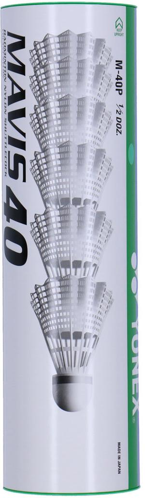 YONEX Воланы для бадминтона Mavis 40P Синтетические Упаковка МЕДЛЕННОЙ Температуры (Нейлон + Пробка), 6, (Подходит 22-33°C), М-40П