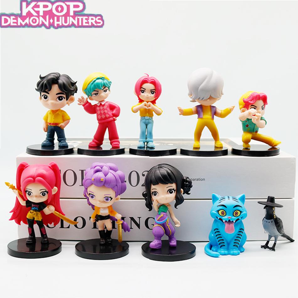 Распродажа Kpop Охотники на демонов Аниме Фигурка Игрушки Милые ПВХ Подвижные суставы Фигурка действия Модели Куклы Детский День Рождения Украшение Подарок