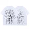 Anime EVA Lingboli Asuka Pattern Printed Cotton T-shirt For Men And Women Loose Short Sleeve Fashion Casual T-shirt Top