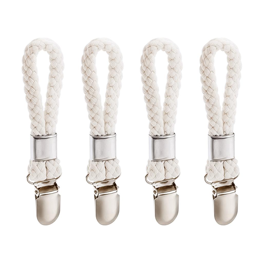 Набор из 12 штук зажимов для полотенец из нержавеющей стали и плетеной ткани, белого и серебристого цветов