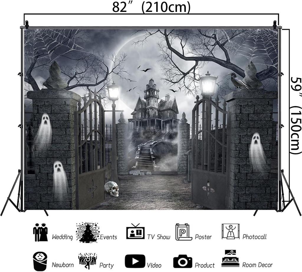Halloween Backdrop Banner Decorations for Photography 7x5Ft