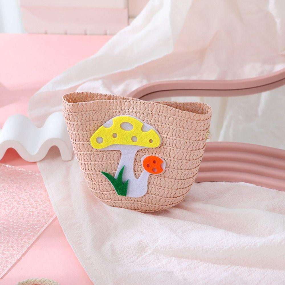 Соломенная сумка через плечо с цветочным принтом, кошелек для монет, симпатичная сумка через плечо для девочек и детей