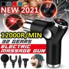 12000R/Min Deep Tissue Muscle Therapy Massage Gun 32 Gears Percussive Vibration Fascia Gun Ultra-Quiet Motor LCD Touch Screen 4 Massage Heads