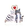 Cute And Playful Couple Cat Dripping Oil Color Retention Electroplated Brooch, Suit Accessories Clothing Pin