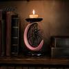 Dark Aesthetic Table Centerpiece Halloween Pink Moon Spider Candle Holder, Sweet Tray for Niche Decorations Pillar Candles, Gothic Resin Tabletop