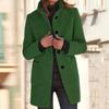 Women's Casual Coat Solid Color Long Sleeved Button Up Collar Pocket Woolen Jacket
