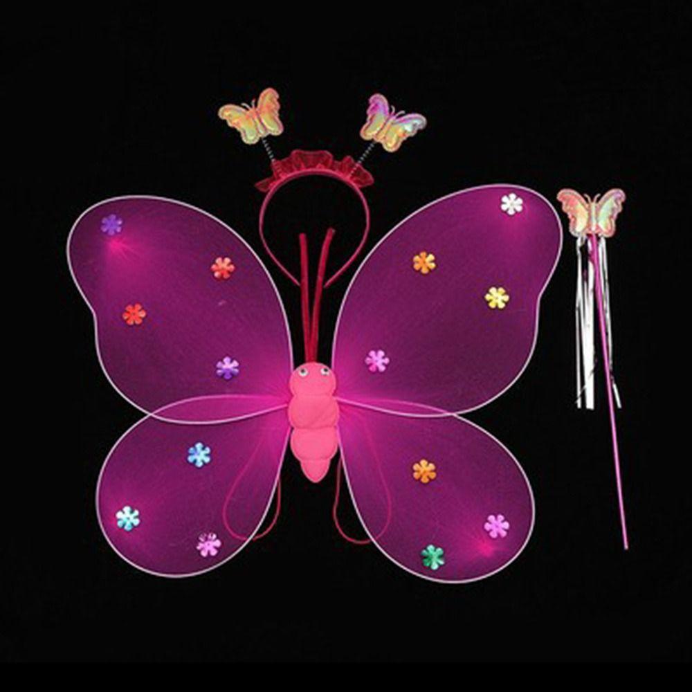 Костюм Принцессы Костюмные Наборы Наряжаться Блестящая Бабочка Детская Повязка на Голову Крылья Бабочки Девочки