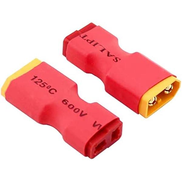 4-Pack XT60 Male To T-Plug Female Adapter | Quick Conversion | Lightweight | Compatible with LiPo Batteries, RC Cars, Audio Systems, Red