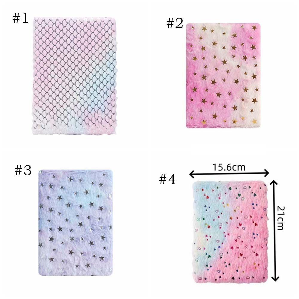 Gradient Colored Plush Fluffy Covered Notebook Funny Student Notebook Office Supplies