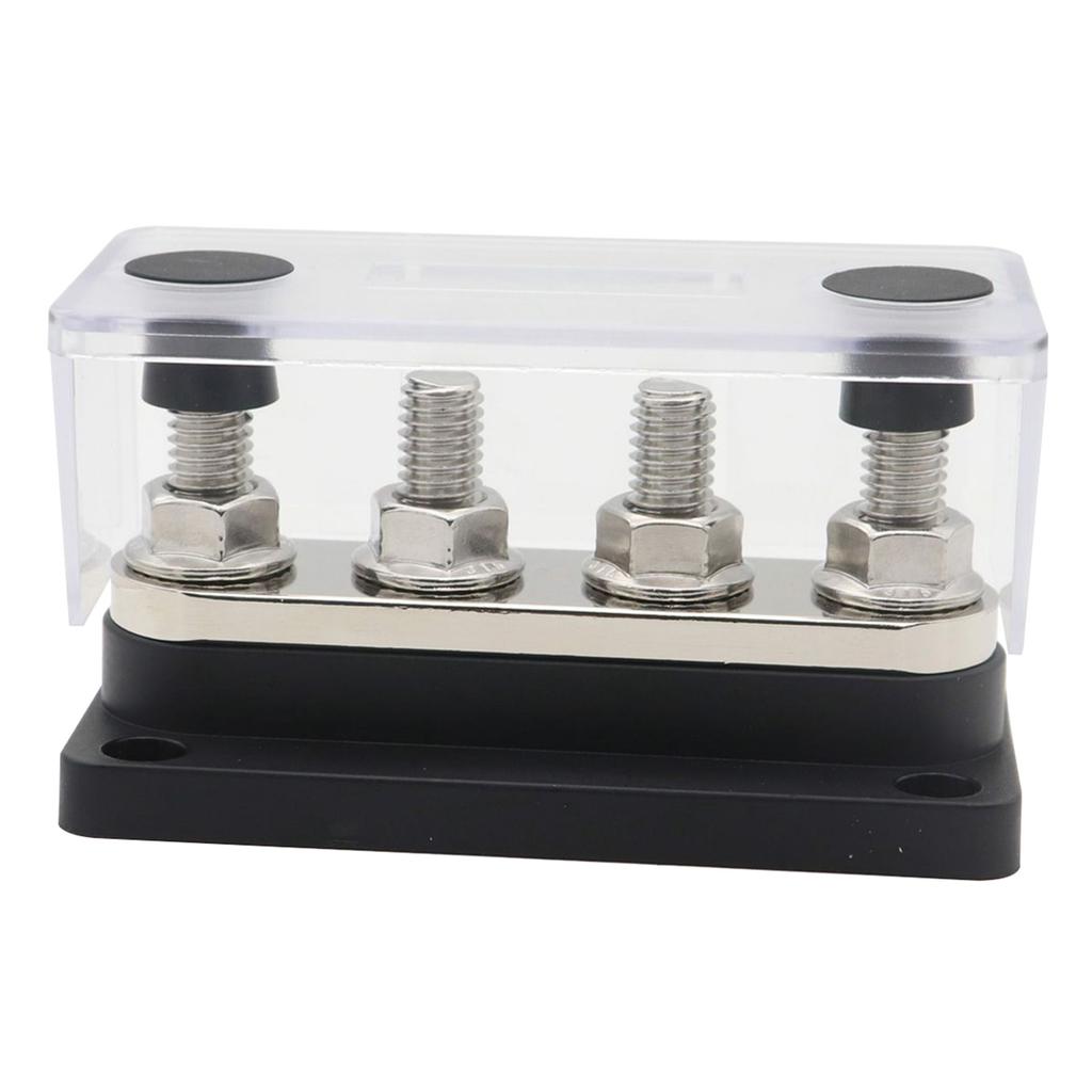 300A Power Distribution Block Bus Bar 4 x 3/8 48V Busbar Box with Transparent Cover