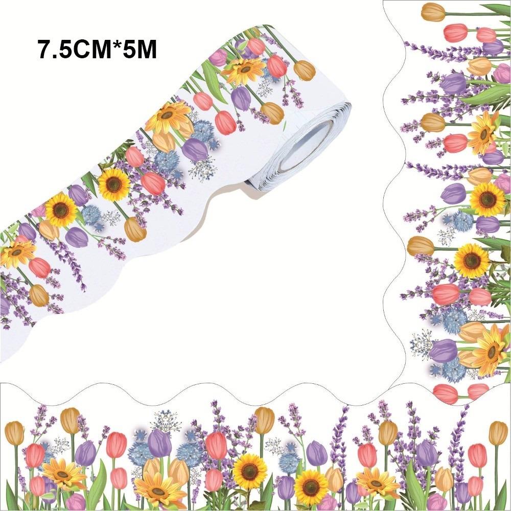 Креативная Бордюрная Бумага Меловая Доска Тюльпаны Бордюрная Бумага Подсолнухи Наклейка Декоративная Лента 7,5 см Ручная Работа Поделки