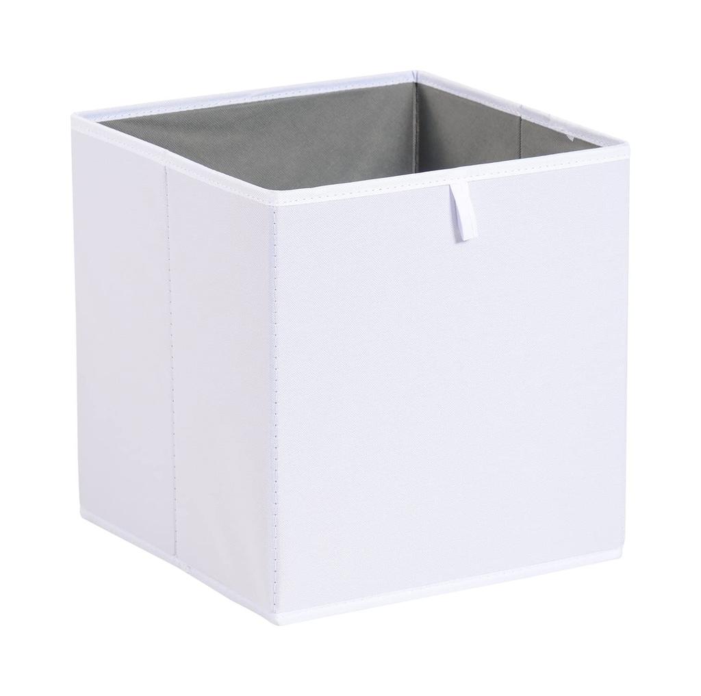 Amazon Basics Foldable Fabric Storage Cubes, White, 27x27x28cm, Set of 6