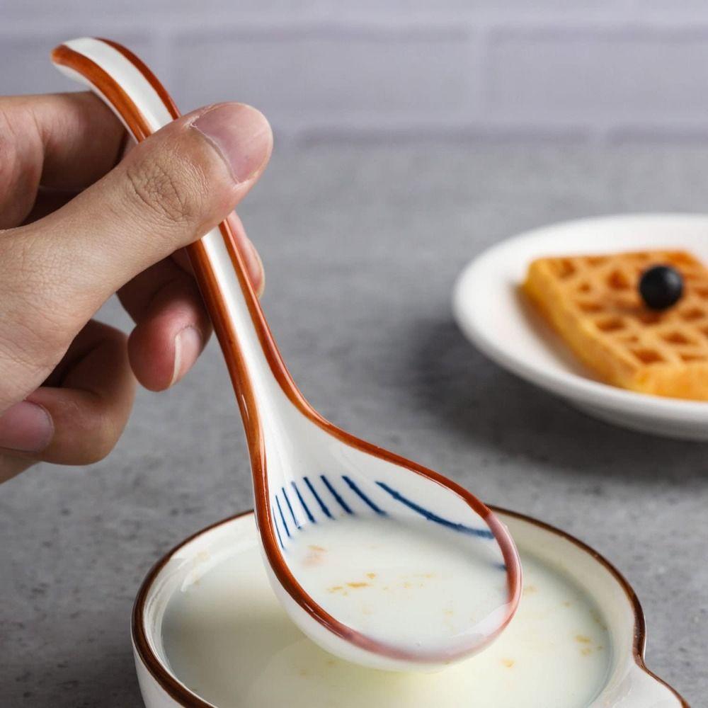 Baby Adults Japanese Style Mixing Eating Ceramic Cutlery Kitchen Utensil Soup Spoons Tableware