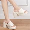 Thick-soled Thick-heeled High-heeled Cool Slippers Women's Outerwear One-word Slippers Spring and Summer New Fashion Women's Shoes