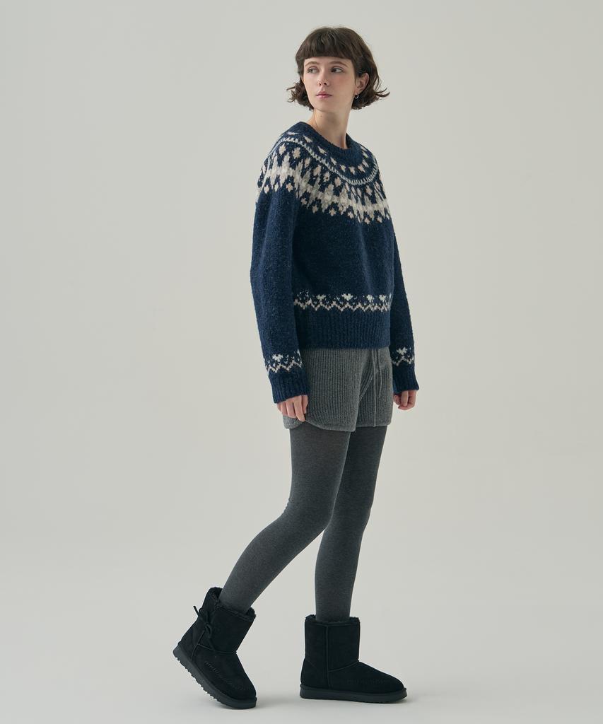 Deuloupisumeon [Drawfit Женский X Алоха] Пулловер в клетку Nordic Knit [Темно-синий]